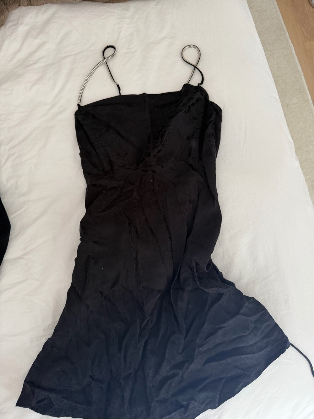 For Love And Lemons Black Mini Slip Dress with Embellished Straps